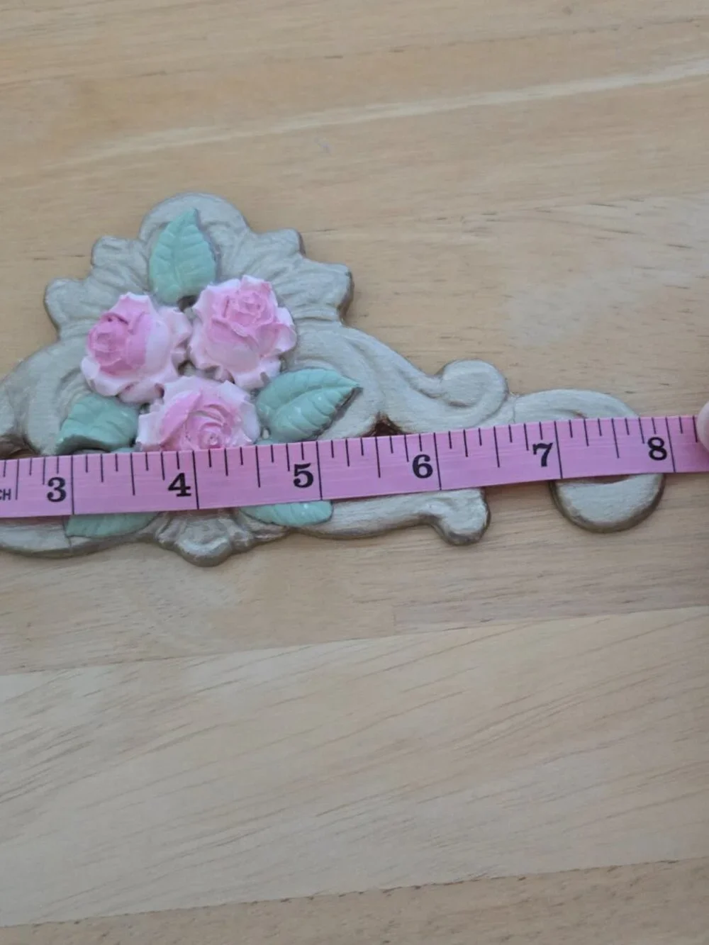 Pink Rose Wall Decor Gold Scrollwork Cottagecore Vintage-Style